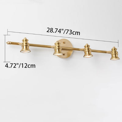 Traditionelle französische Messing Linear Rund 2/3/4/5-Licht-Waschtischlampe Wandleuchte mit drehbaren Schirmen für Badezimmer, Waschtischspiegel & Schlafzimmer 