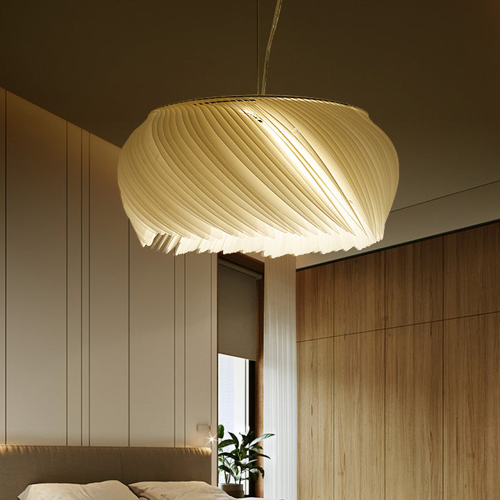 Contemporary Nordic Alloy & Acrylic Layered Round 1-Light Pendant Light For Bedroom, Living Room & Dining Room