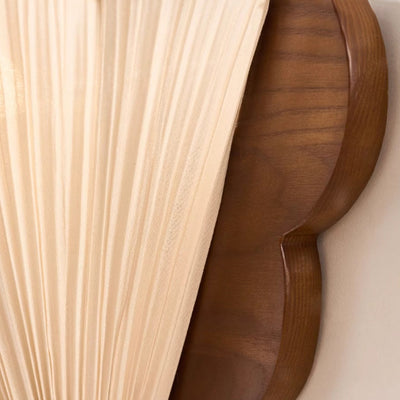 Traditional French Wood & Fabric Butterfly-Shaped 1-Light Wall Sconce Lamp For Bedroom & Living Room
