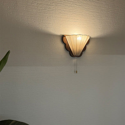 Traditional French Wood & Fabric Butterfly-Shaped 1-Light Wall Sconce Lamp For Bedroom & Living Room