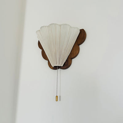Traditional French Wood & Fabric Butterfly-Shaped 1-Light Wall Sconce Lamp For Bedroom & Living Room