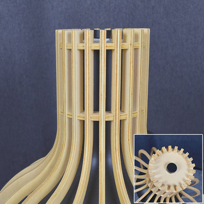 Traditional Japanese Wood & Iron Round 1-Light Melting Wax Table Lamp For Bedroom & Living Room