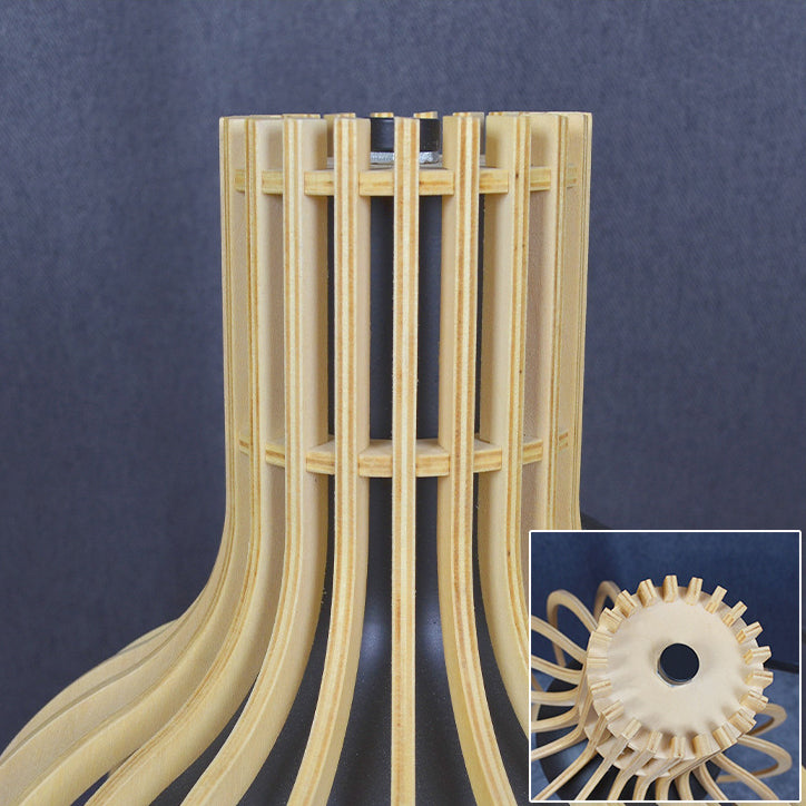 Traditional Japanese Wood & Iron Round 1-Light Melting Wax Table Lamp For Bedroom & Living Room