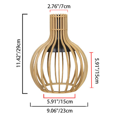 Traditional Japanese Wood & Iron Round 1-Light Melting Wax Table Lamp For Bedroom & Living Room