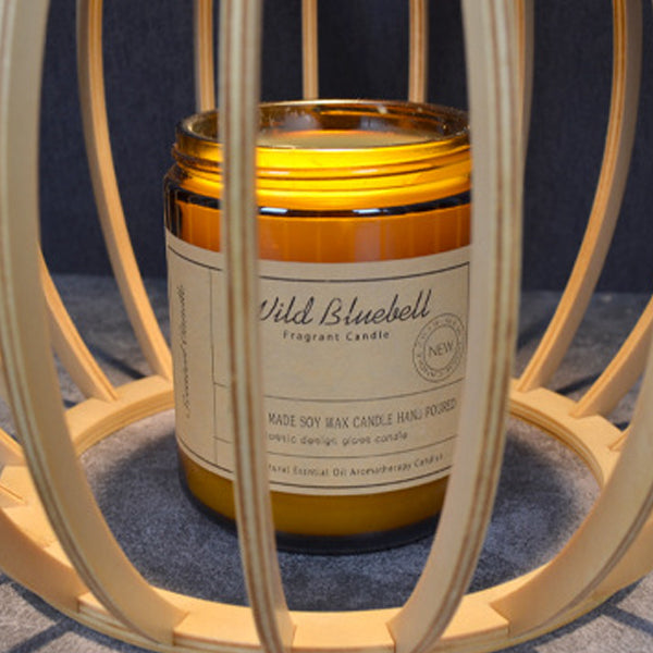 Lampe de table en cire fondue à 1 lumière ronde en bois et fer traditionnel japonais pour chambre et salon 