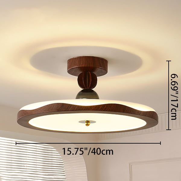 Plafonnier semi-encastré LED rond en fer acrylique traditionnel vintage avec couronne pour chambre et salon 