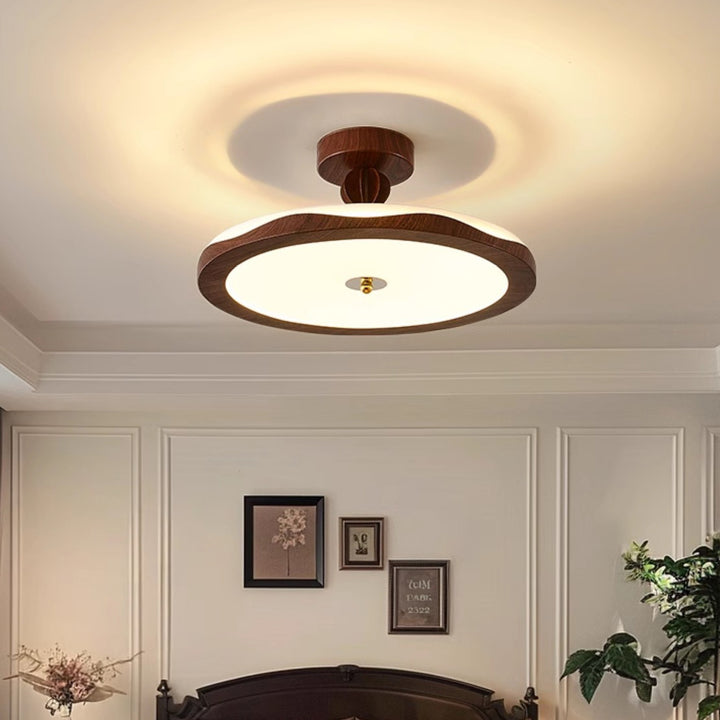 Plafonnier semi-encastré LED rond en fer acrylique traditionnel vintage avec couronne pour chambre et salon 