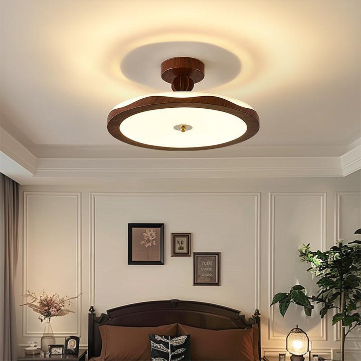 Plafonnier semi-encastré LED rond en fer acrylique traditionnel vintage avec couronne pour chambre et salon 