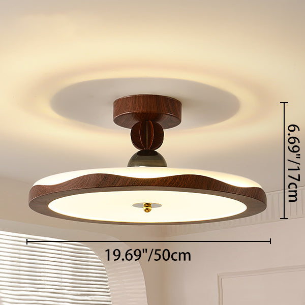 Plafonnier semi-encastré LED rond en fer acrylique traditionnel vintage avec couronne pour chambre et salon 