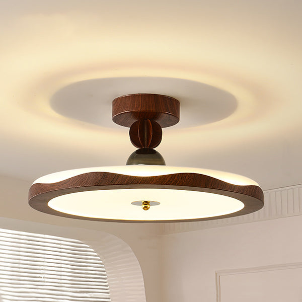 Plafonnier semi-encastré LED rond en fer acrylique traditionnel vintage avec couronne pour chambre et salon 