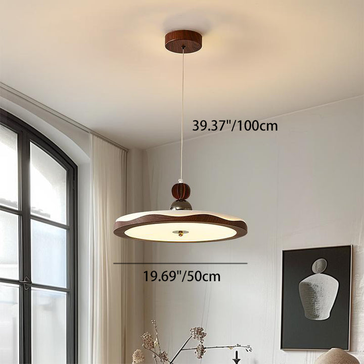 Traditional Vintage Iron Acrylic Crown Round LED Pendant Light For Bedroom &amp; Living Room