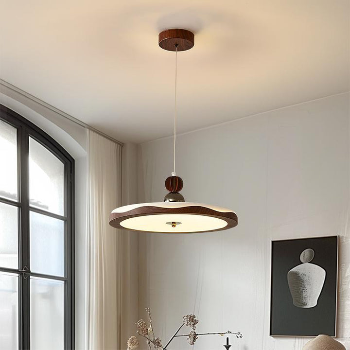 Traditional Vintage Iron Acrylic Crown Round LED Pendant Light For Bedroom &amp; Living Room
