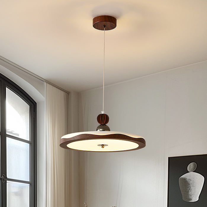 Traditional Vintage Iron Acrylic Crown Round LED Pendant Light For Bedroom &amp; Living Room