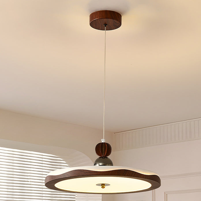 Traditional Vintage Iron Acrylic Crown Round LED Pendant Light For Bedroom &amp; Living Room
