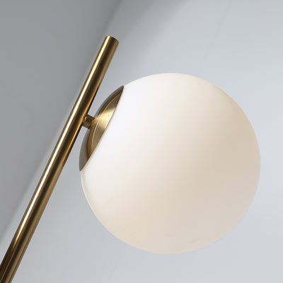 Lampe de sol contemporaine nordique en marbre, métal et verre, ronde à 2 lumières pour salon et chambre 