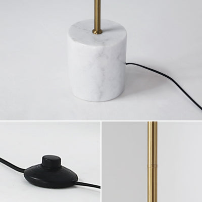 Lampe de sol contemporaine nordique en marbre, métal et verre, ronde à 2 lumières pour salon et chambre 