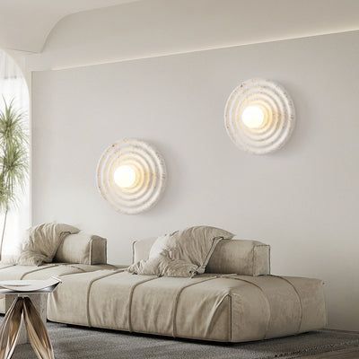 Applique murale contemporaine nordique en verre résine ronde à 1 lumière pour chambre et salon 