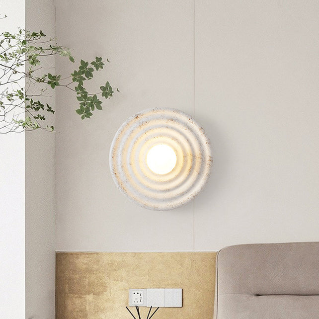 Applique murale contemporaine nordique en verre résine ronde à 1 lumière pour chambre et salon 