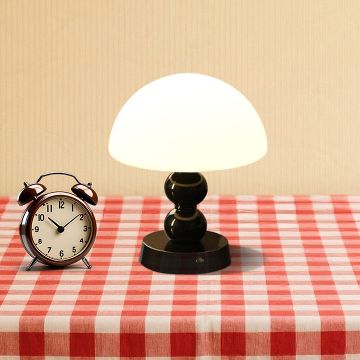 USB Rechargeable Mushroom Ambient Infinitely Dimmable Table Lamp - Creative Aluminum Alloy Bedside Lamp Cream Style Glass Table Light For Bedroom