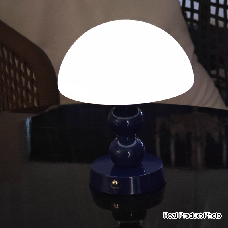 USB Rechargeable Mushroom Ambient Infinitely Dimmable Table Lamp - Creative Aluminum Alloy Bedside Lamp Cream Style Glass Table Light For Bedroom