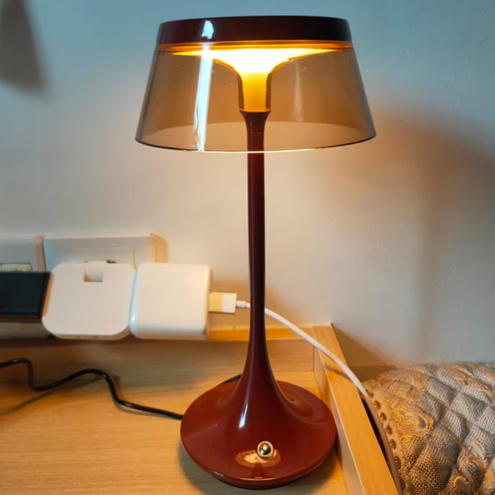 USB Rechargeable Cordless Touch Control & Infinitely Dimmable Table Lamp - Nordic LED Acrylic & Aluminum Alloy Bedside Ambient Light For Bedroom