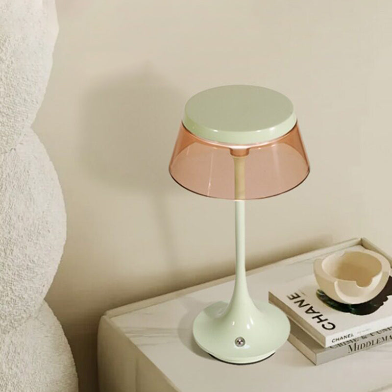 USB Rechargeable Cordless Touch Control &amp; Infinitely Dimmable Table Lamp - Nordic LED Acrylic &amp; Aluminum Alloy Bedside Ambient Light For Bedroom