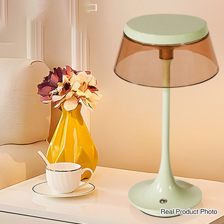 USB Rechargeable Cordless Touch Control &amp; Infinitely Dimmable Table Lamp - Nordic LED Acrylic &amp; Aluminum Alloy Bedside Ambient Light For Bedroom