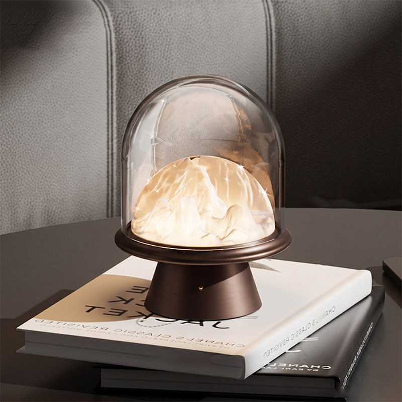 Aluminum Alloy Acrylic USB Rechargeable Snow Mountain Table Lamp - Creative Warm Glow LED Accent Light For Bedroom