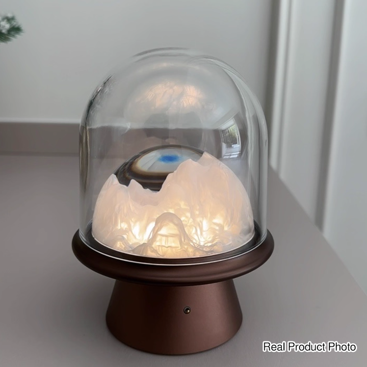 Aluminum Alloy Acrylic USB Rechargeable Snow Mountain Table Lamp - Creative Warm Glow LED Accent Light For Bedroom