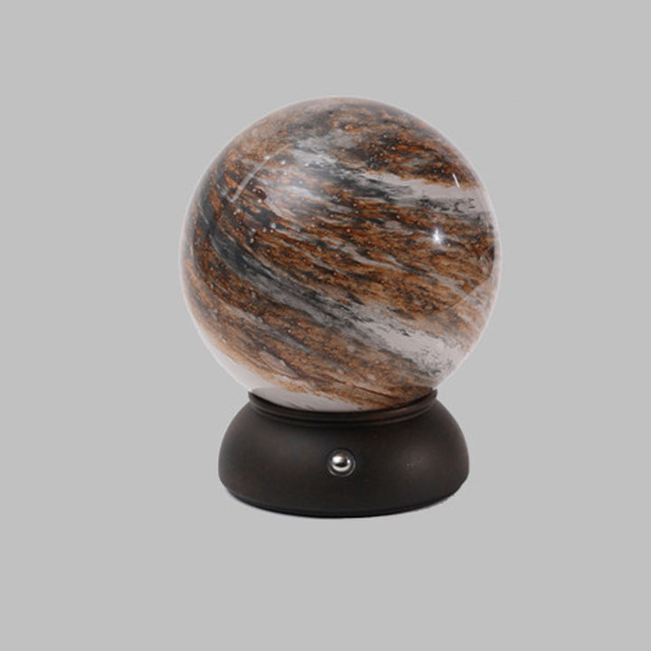 Artistic Glass Planet Sphere USB Rechargeable Table Lamp - Art Deco Touch Dimmable Brightness Ambient Bedside Lighting For Bedroom