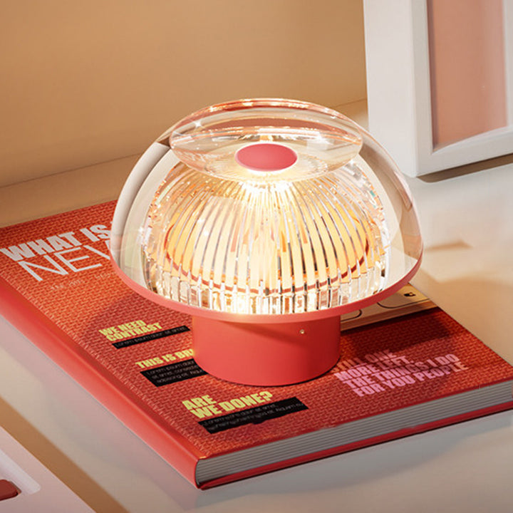 USB Rechargeable Cute Mushroom Design Table Lamp - Nordic Aluminum Alloy Acrylic Touch Dimmable Bedside Night Light For Bedroom