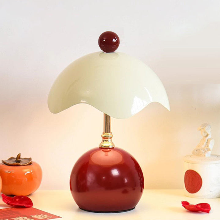 Contemporary Nordic Iron Eggshell-shaped Round USB Charging LED Table Lamp For Living Room &amp; Bedroom
