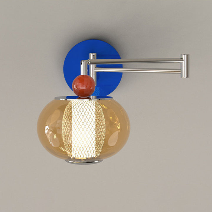 Contemporary Nordic Iron Glass Lantern-shaped LED Wall Sconce Lamp For Living Room &amp; Bedroom