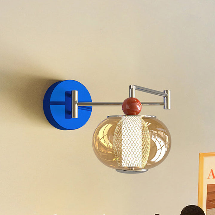 Contemporary Nordic Iron Glass Lantern-shaped LED Wall Sconce Lamp For Living Room &amp; Bedroom