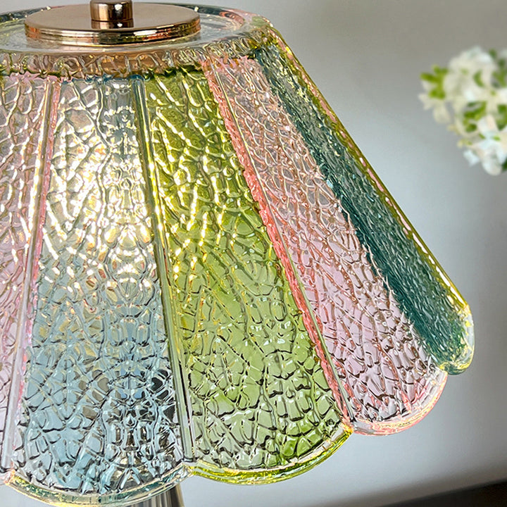 Traditionelle 1-flammige Tischlampe aus französischem Glas, Kristall und Legierung mit rundem Rüschendesign für das Schlafzimmer 