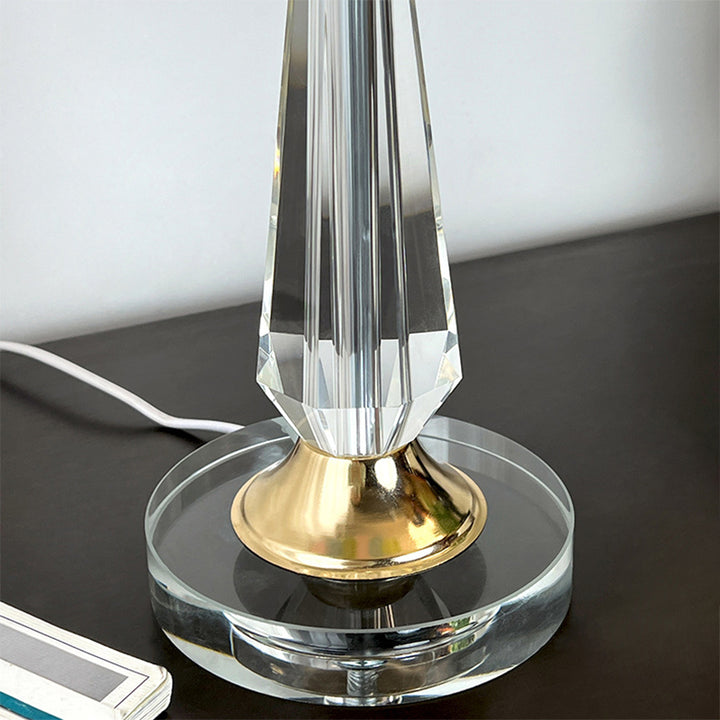 Traditionelle 1-flammige Tischlampe aus französischem Glas, Kristall und Legierung mit rundem Rüschendesign für das Schlafzimmer 