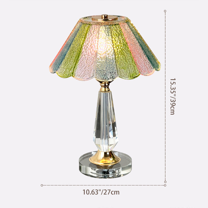 Traditionelle 1-flammige Tischlampe aus französischem Glas, Kristall und Legierung mit rundem Rüschendesign für das Schlafzimmer 