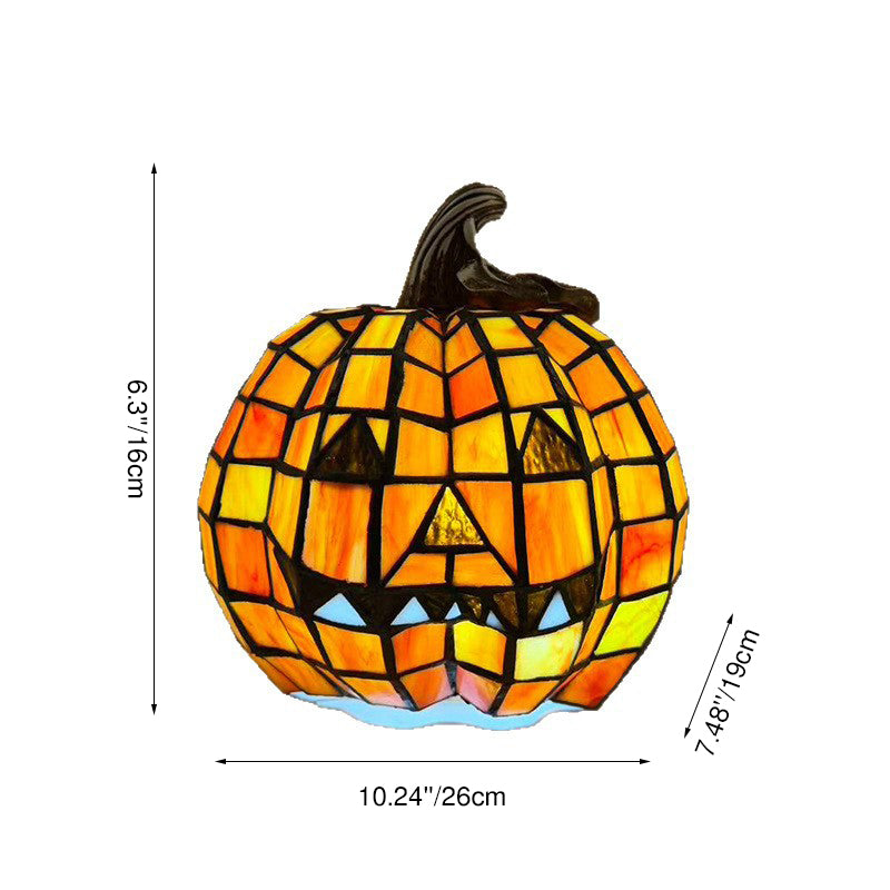 Contemporary Creative Glass Resin Pumpkin-shaped Halloween Decorative Light Kids 1-Light Table Lamp For Living Room &amp; Bedroom