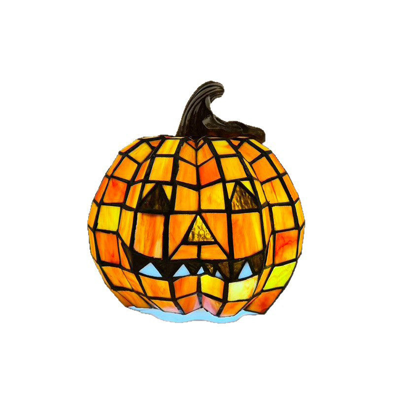 Contemporary Creative Glass Resin Pumpkin-shaped Halloween Decorative Light Kids 1-Light Table Lamp For Living Room &amp; Bedroom