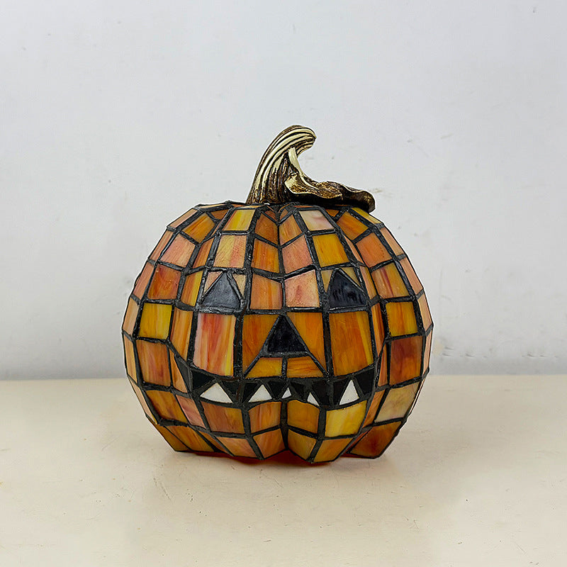 Contemporary Creative Glass Resin Pumpkin-shaped Halloween Decorative Light Kids 1-Light Table Lamp For Living Room &amp; Bedroom