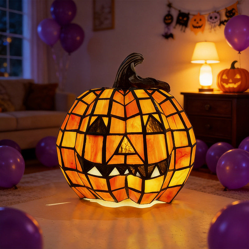 Contemporary Creative Glass Resin Pumpkin-shaped Halloween Decorative Light Kids 1-Light Table Lamp For Living Room &amp; Bedroom