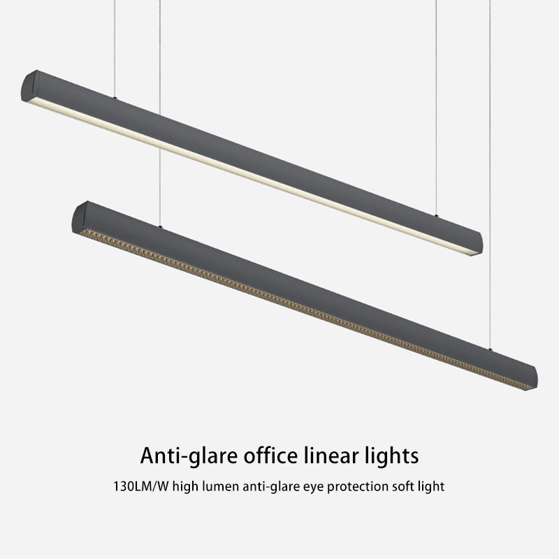 Seamless LED Retina-Friendly Pendant Light - Industrial Aluminum Linear Lighting For Home Office