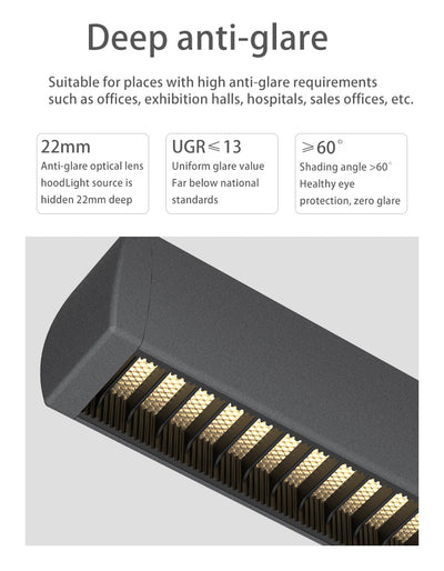 Seamless LED Retina-Friendly Pendant Light - Industrial Aluminum Linear Lighting For Home Office