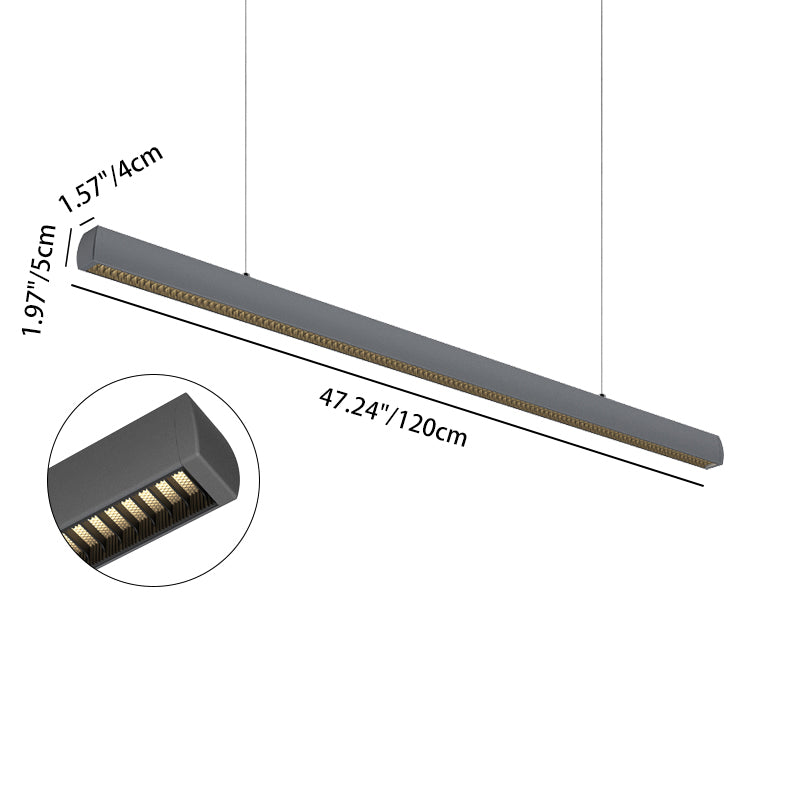 ضوء قلادة LED عميق مضاد للوهج بدون فواصل - إضاءة خطية من الألومنيوم الصناعي للمكتب المنزلي 