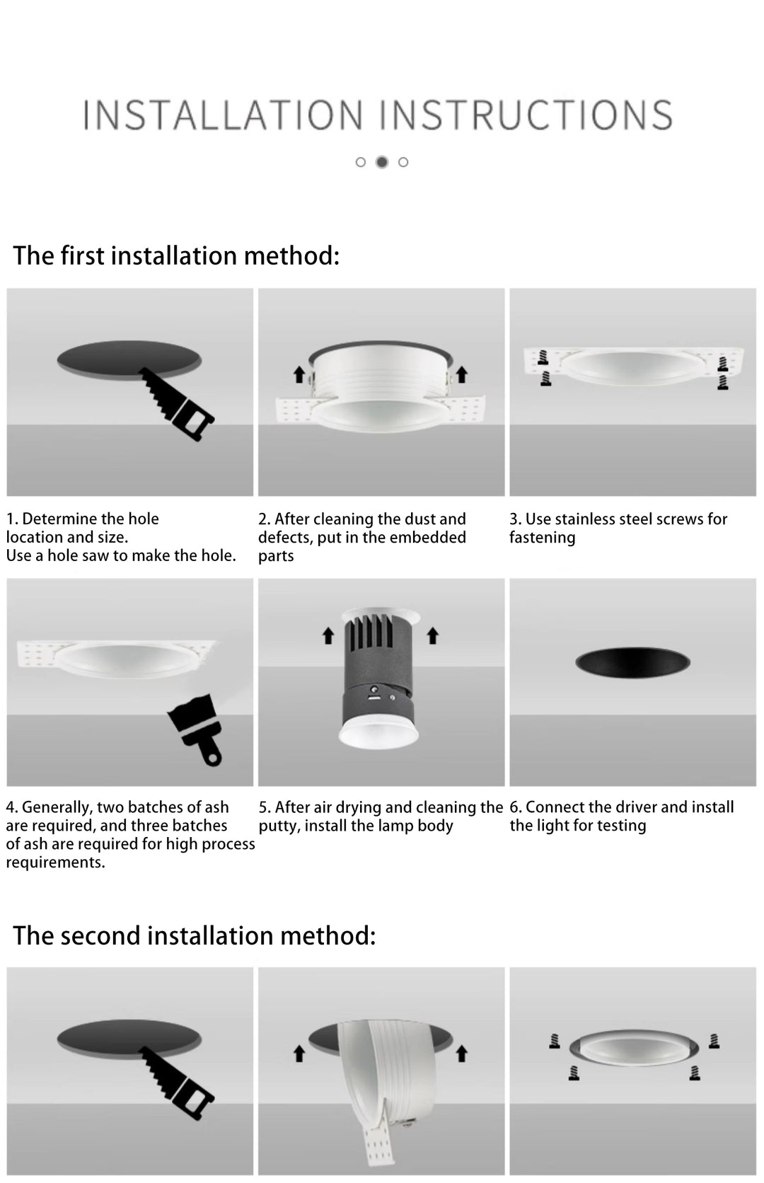 Spots LED encastrés sans cadre - Luminaire de plafond encastré LED en aluminium au design industriel contemporain pour la maison et le bureau 
