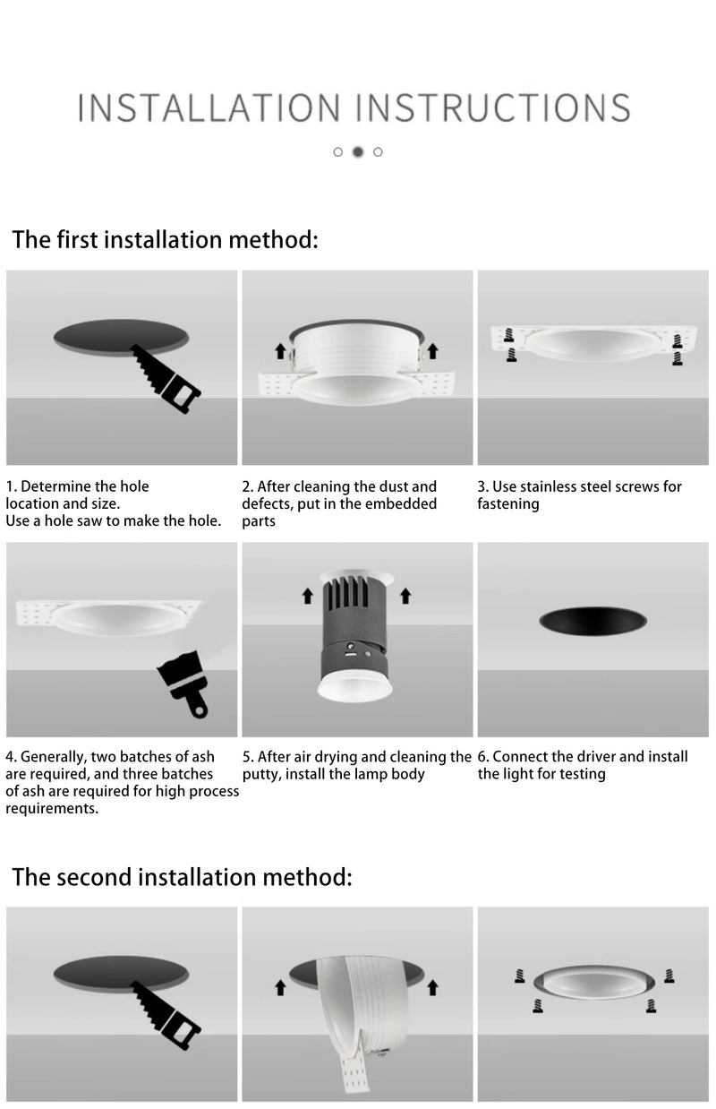 Frameless Recessed LED Spotlights - Contemporary Industrial Design Aluminum LED Flush Mount Ceiling Light For Home Office