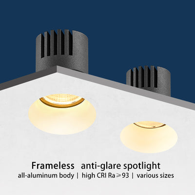 Frameless Recessed LED Spotlights - Contemporary Industrial Design Aluminum LED Flush Mount Ceiling Light For Home Office