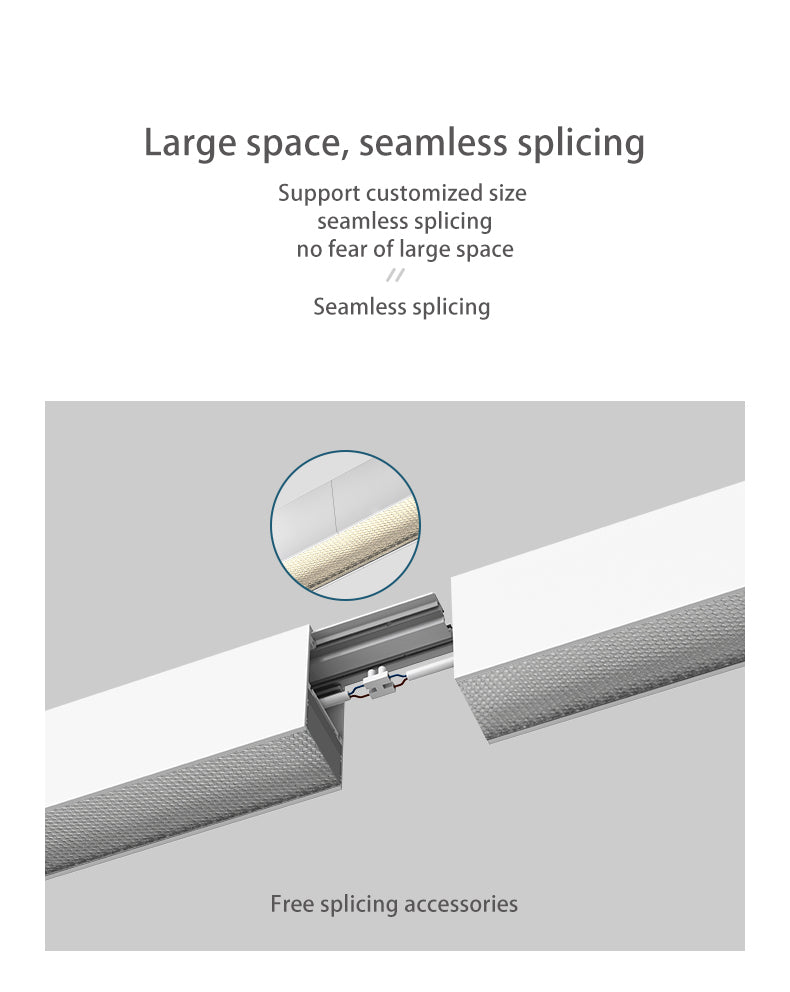 Retina-Friendly Industrial Office Linear Light - Industrial Style & Seamless Splicing Flush Mount Ceiling Light For Home Office