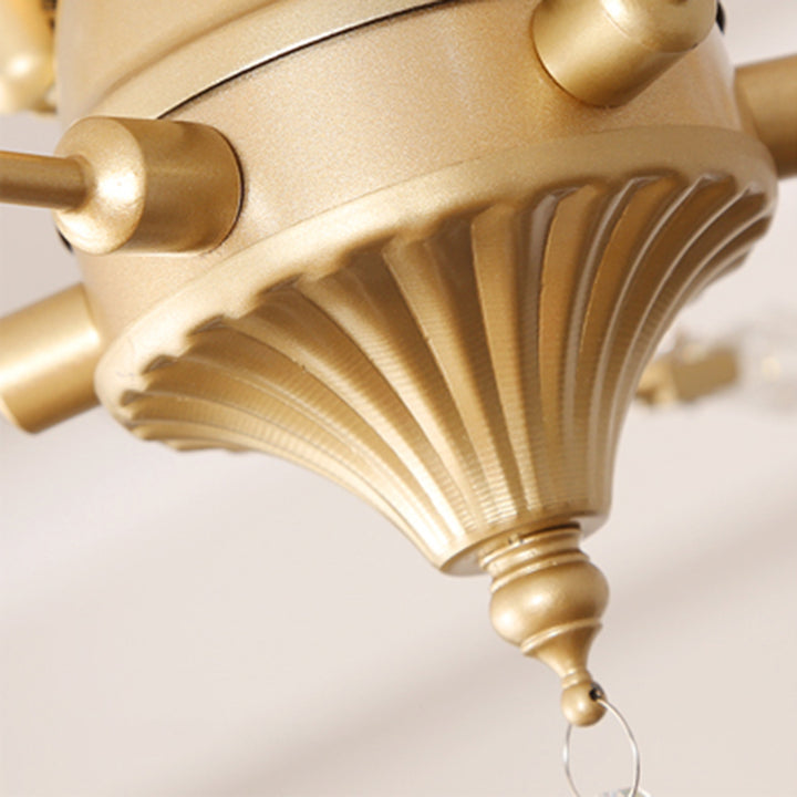 Lampe suspendue à 3 lumières en fer, tissu et cristal avec branches fleuries décoratives rustiques traditionnelles pour salon 