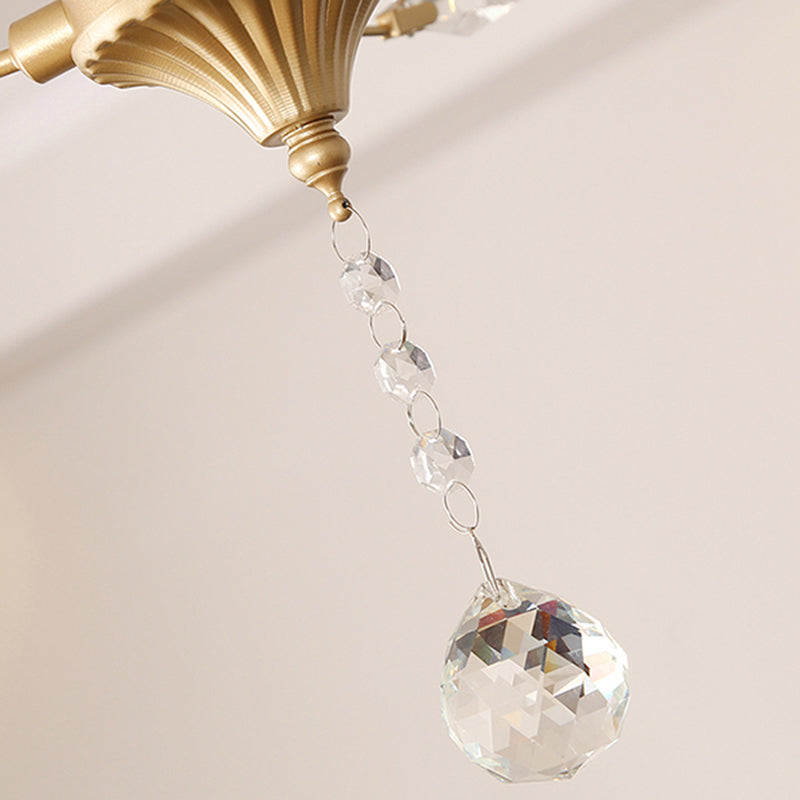 Lampe suspendue à 3 lumières en fer, tissu et cristal avec branches fleuries décoratives rustiques traditionnelles pour salon 